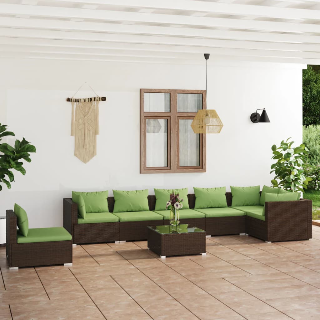 7 Piece Garden Lounge Set With Cushions Poly Rattan Grey