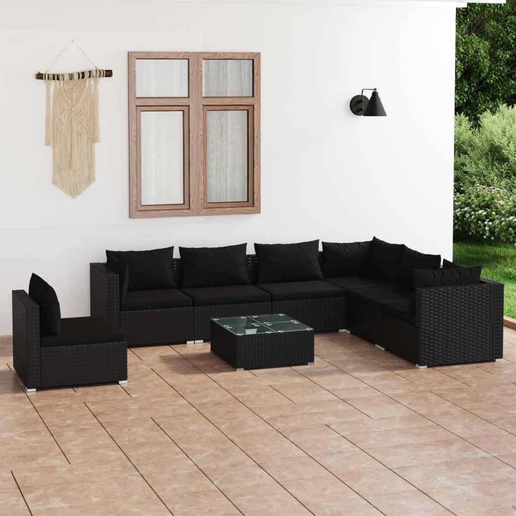7 Piece Garden Lounge Set With Cushions Poly Rattan Grey
