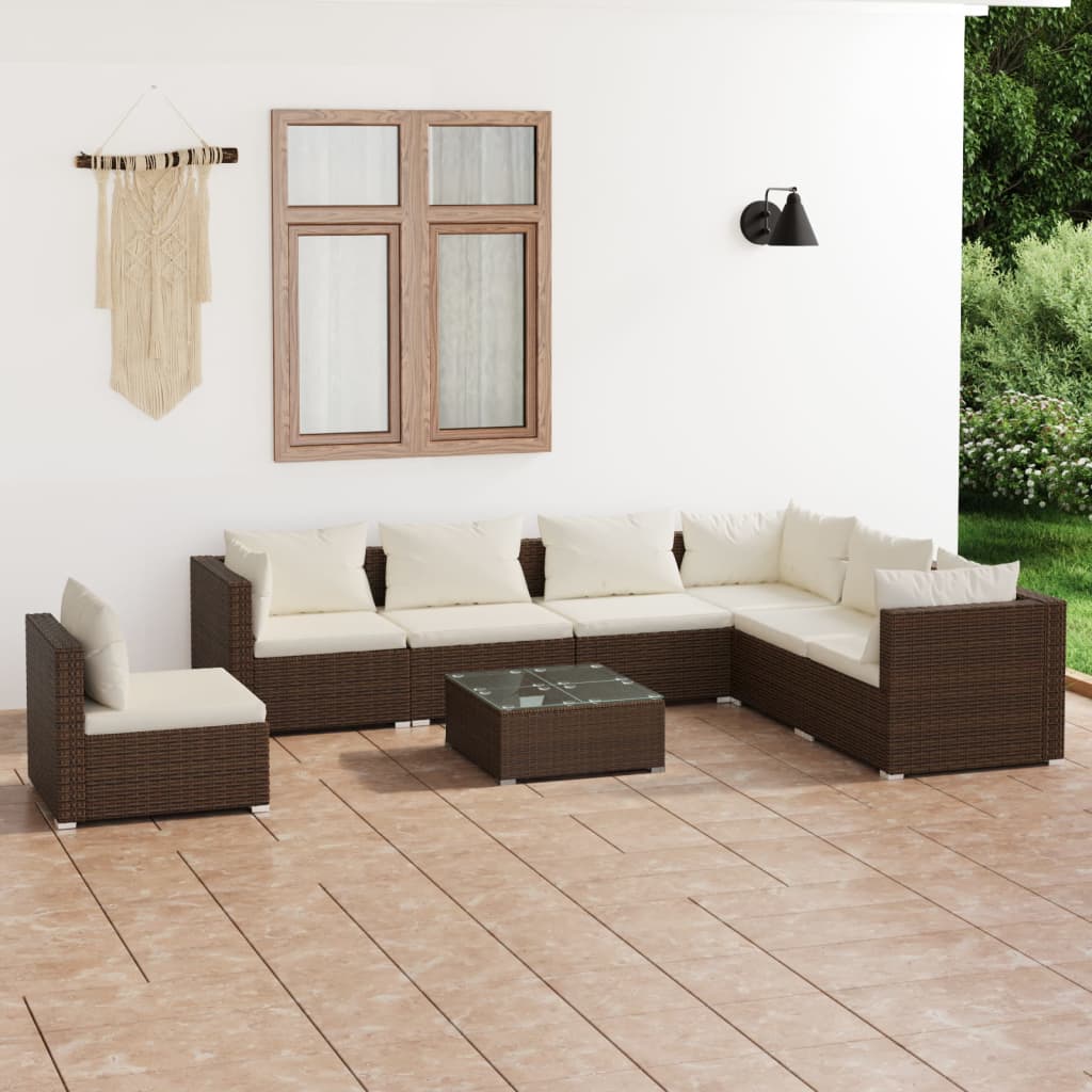 7 Piece Garden Lounge Set With Cushions Poly Rattan Grey