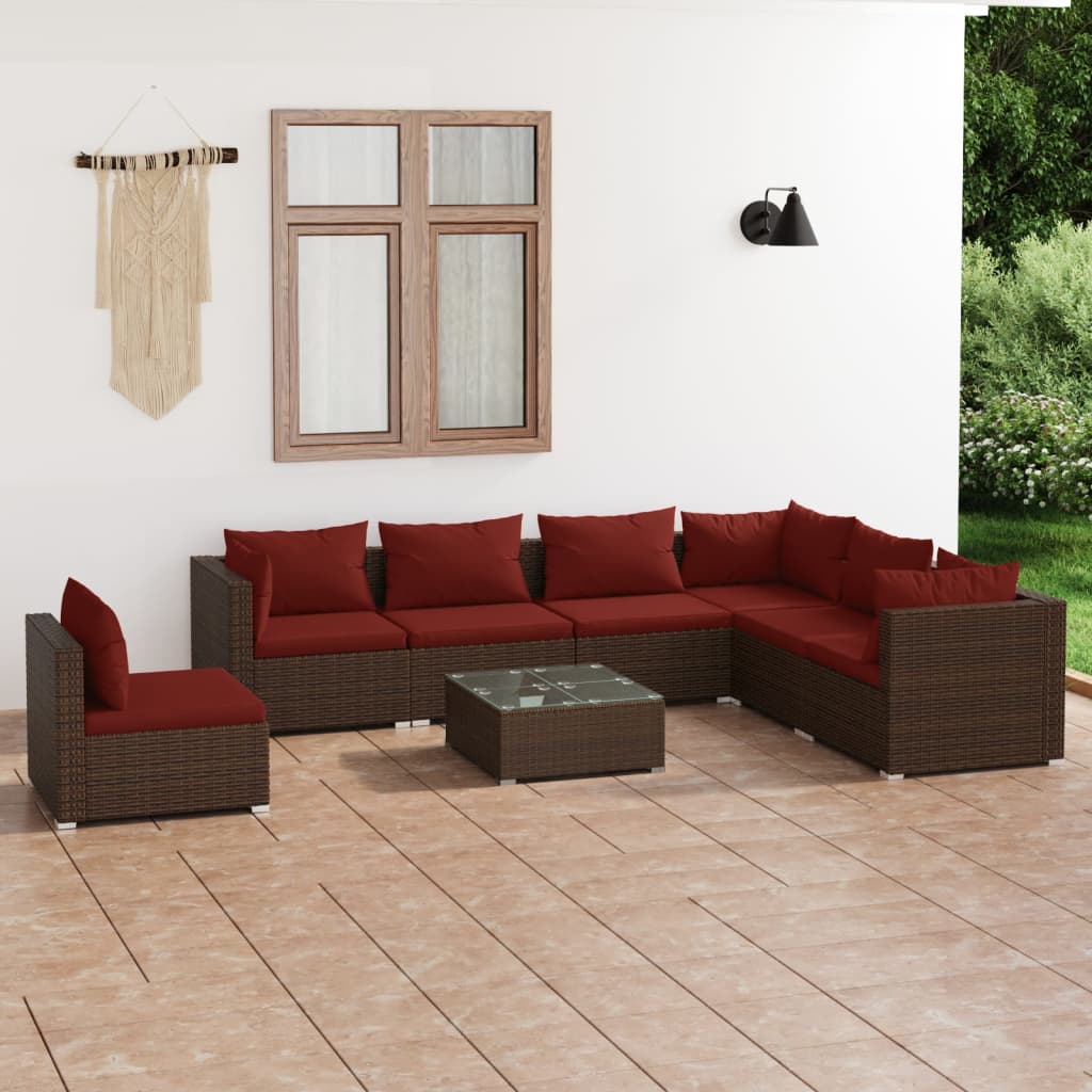 7 Piece Garden Lounge Set With Cushions Poly Rattan Grey