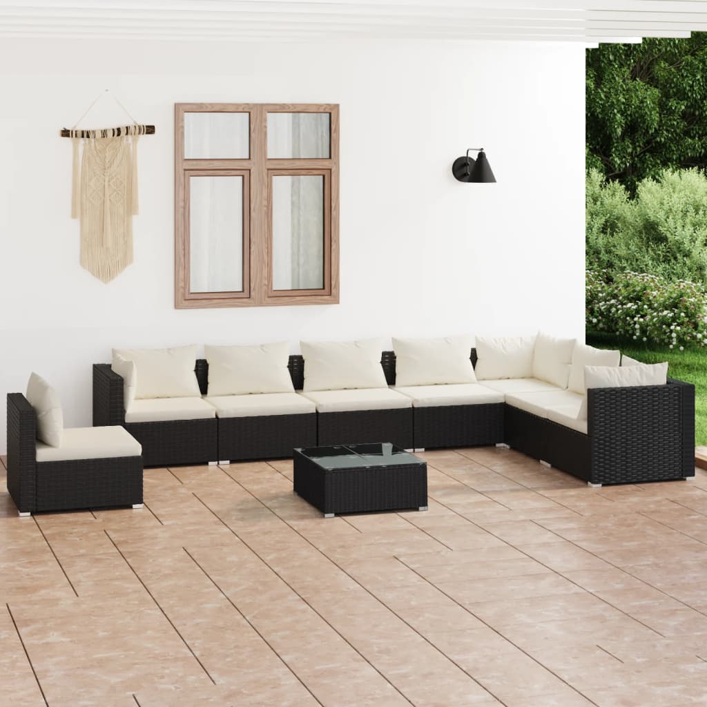 7 Piece Garden Lounge Set With Cushions Poly Rattan Grey