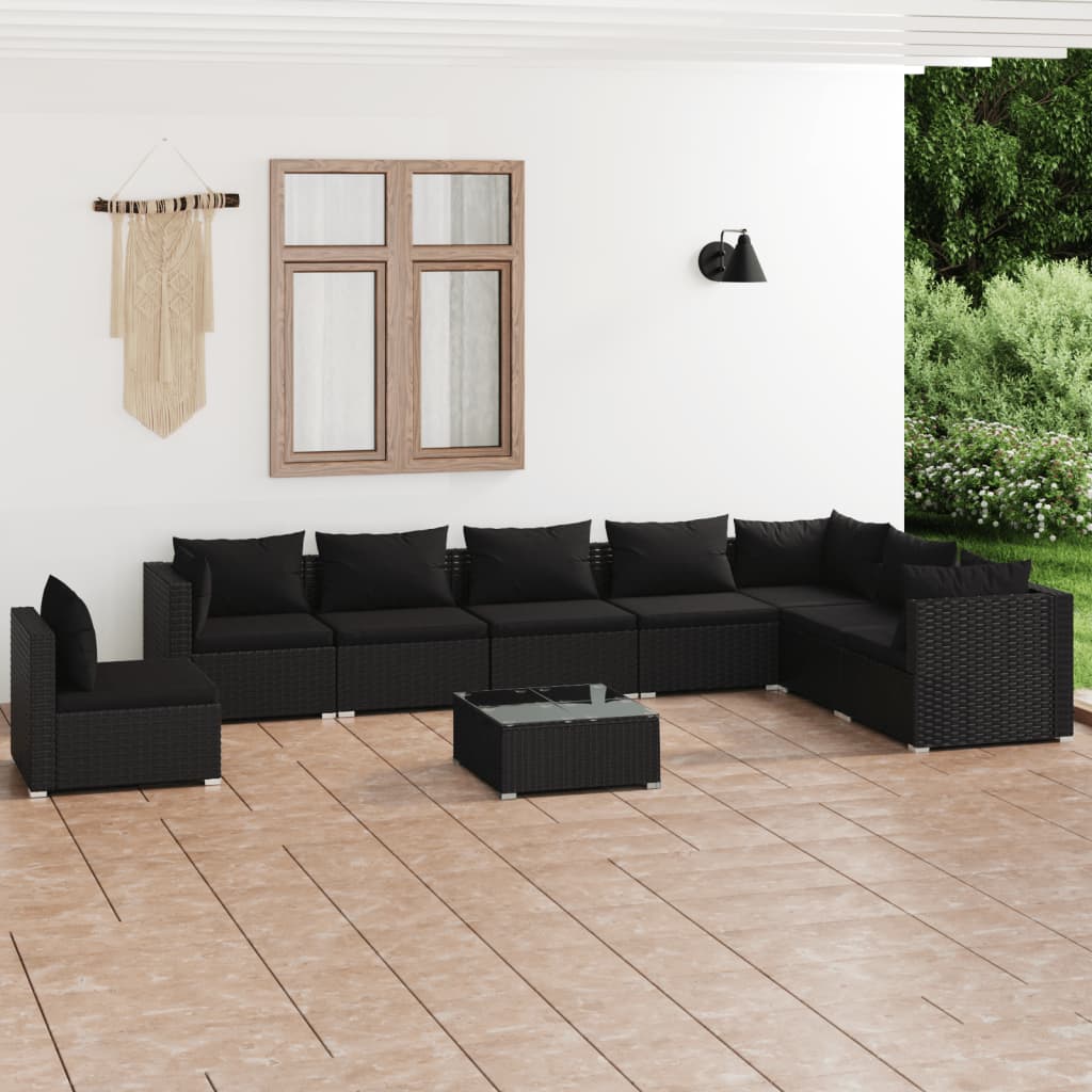 7 Piece Garden Lounge Set With Cushions Poly Rattan Grey