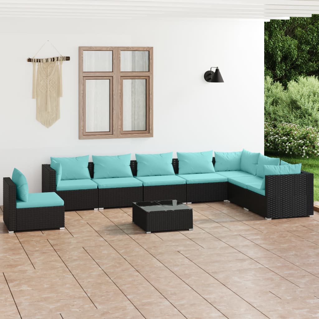 7 Piece Garden Lounge Set With Cushions Poly Rattan Grey