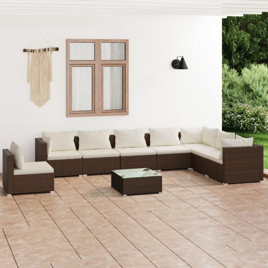7 Piece Garden Lounge Set With Cushions Poly Rattan Grey