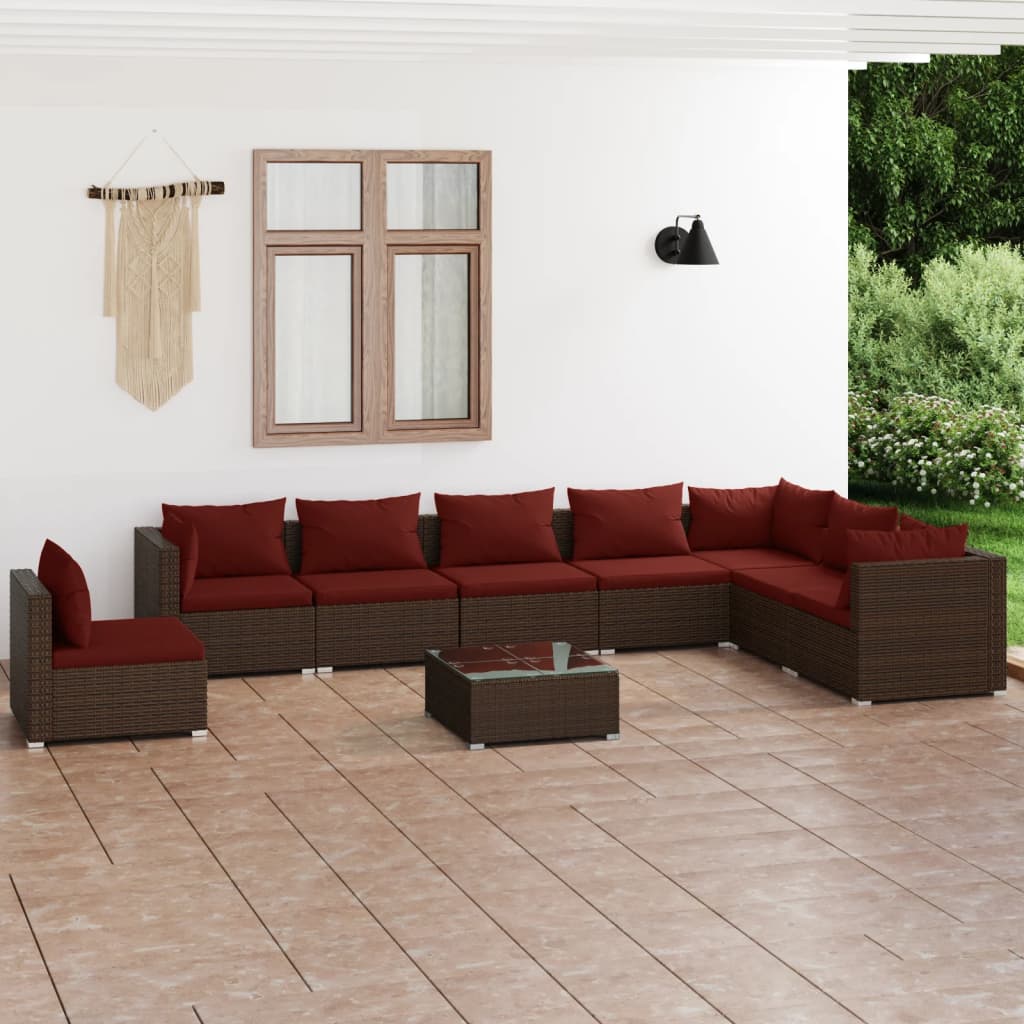 7 Piece Garden Lounge Set With Cushions Poly Rattan Grey