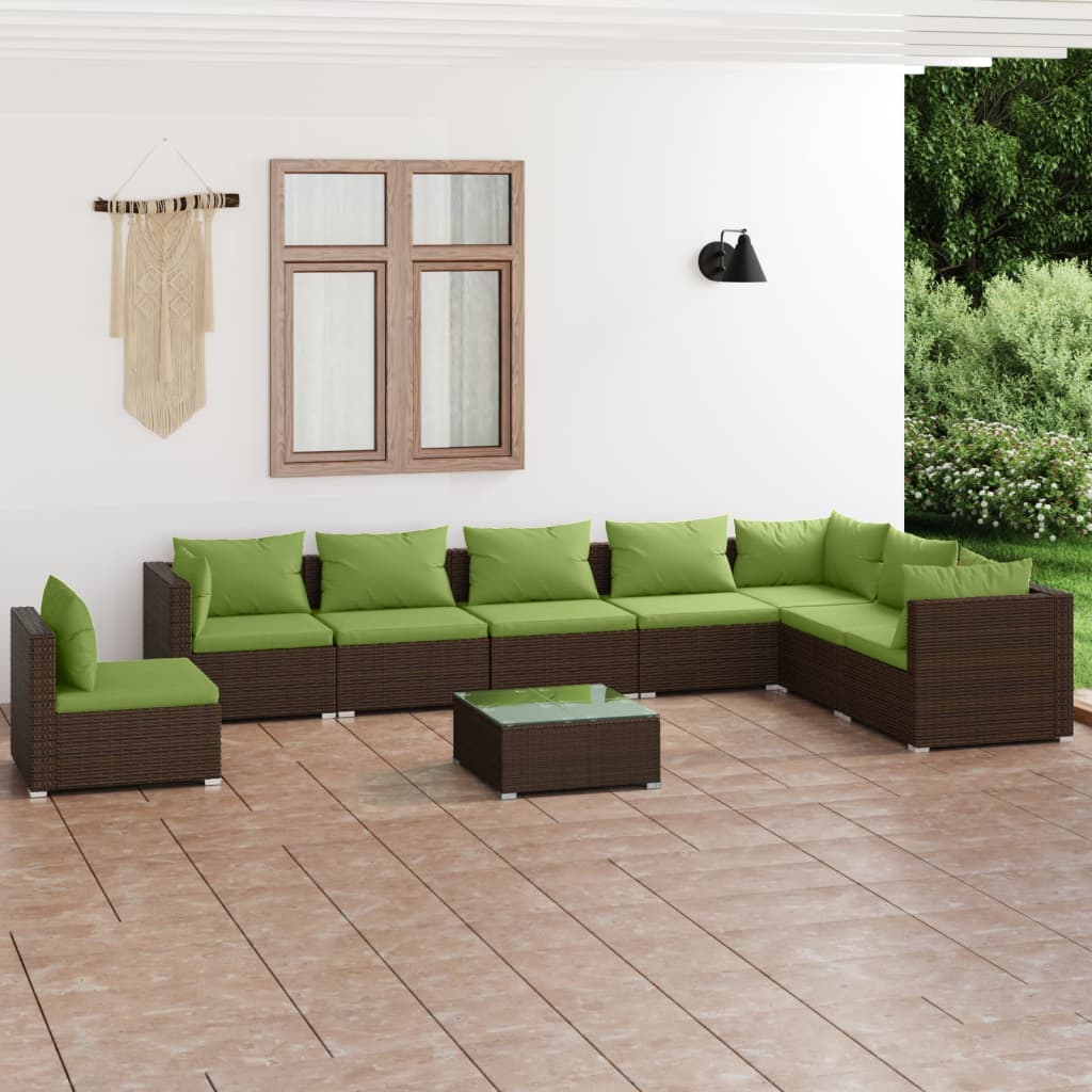 7 Piece Garden Lounge Set With Cushions Poly Rattan Grey