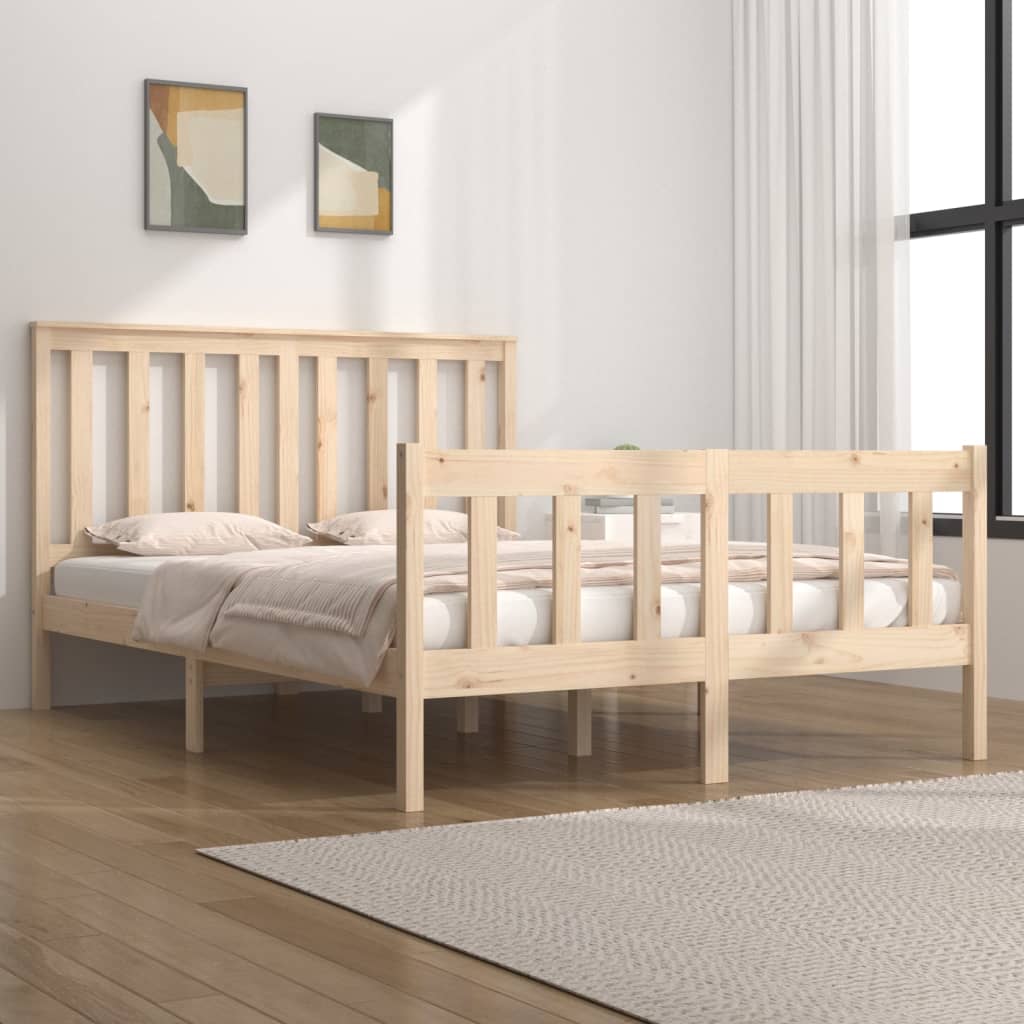 Bed Frame Without Mattress Solid Wood Pine 183X203 Cm King