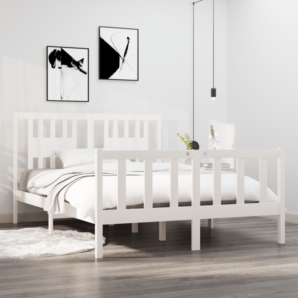 Bed Frame Without Mattress Solid Wood Pine 183X203 Cm King
