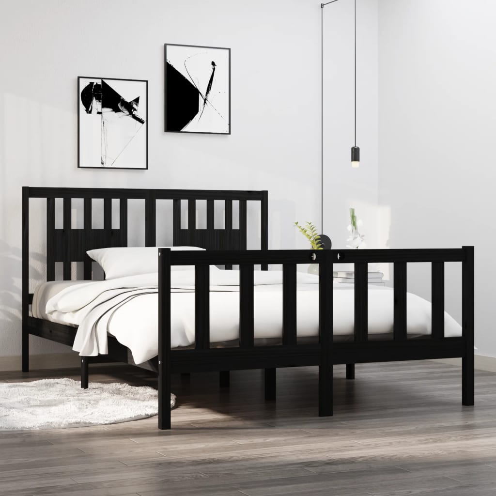 Bed Frame Without Mattress Solid Wood Pine 183X203 Cm King