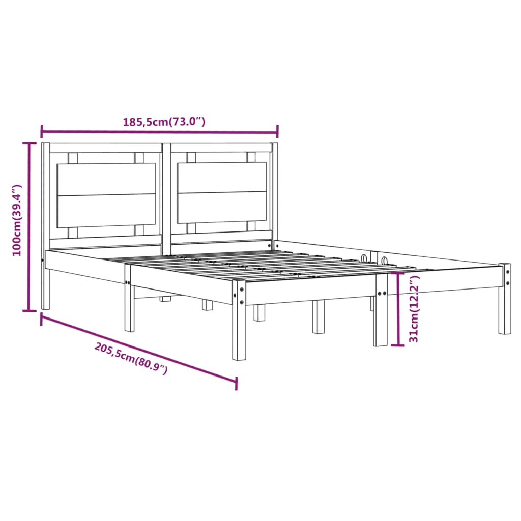 Bed Frame Without Mattress 183X203 Cm King Solid Wood