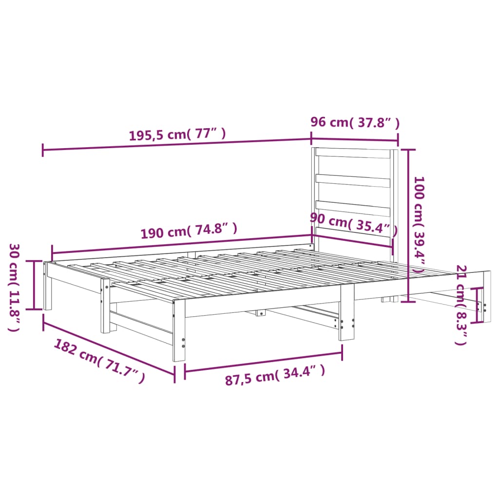 Pull-Out Day Bed Without Mattress 2X(90X190) Cm