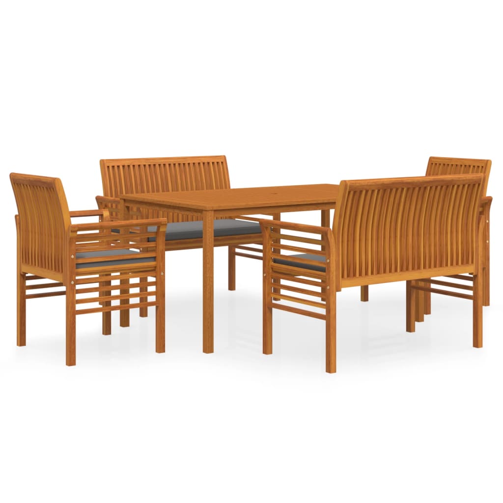5 Piece Outdoor Dining Set With Cushions Solid Wood Acacia