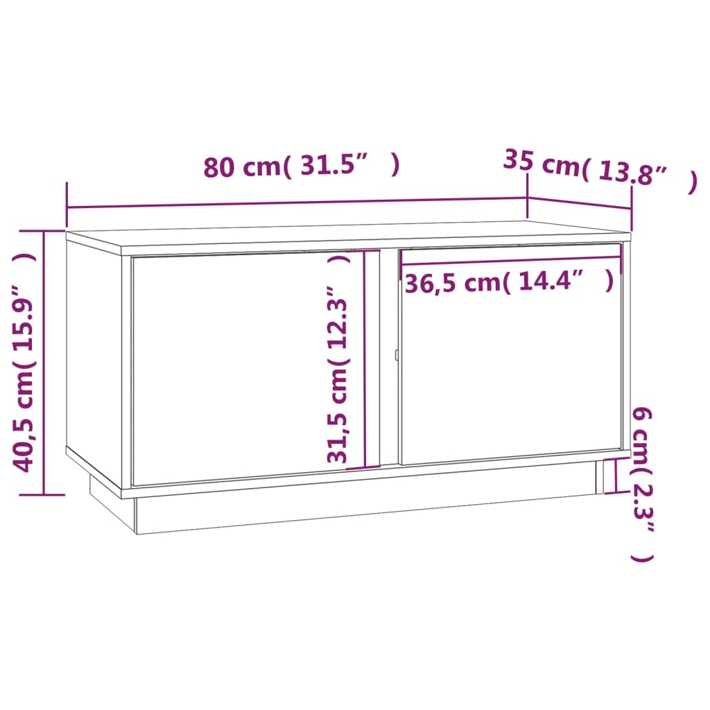 Tv Cabinet 80X35X40.5 Cm Solid Wood Pine