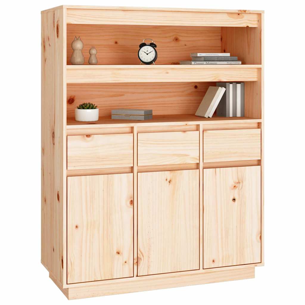 Highboard 89X40X116.5 Cm Solid Wood Pine
