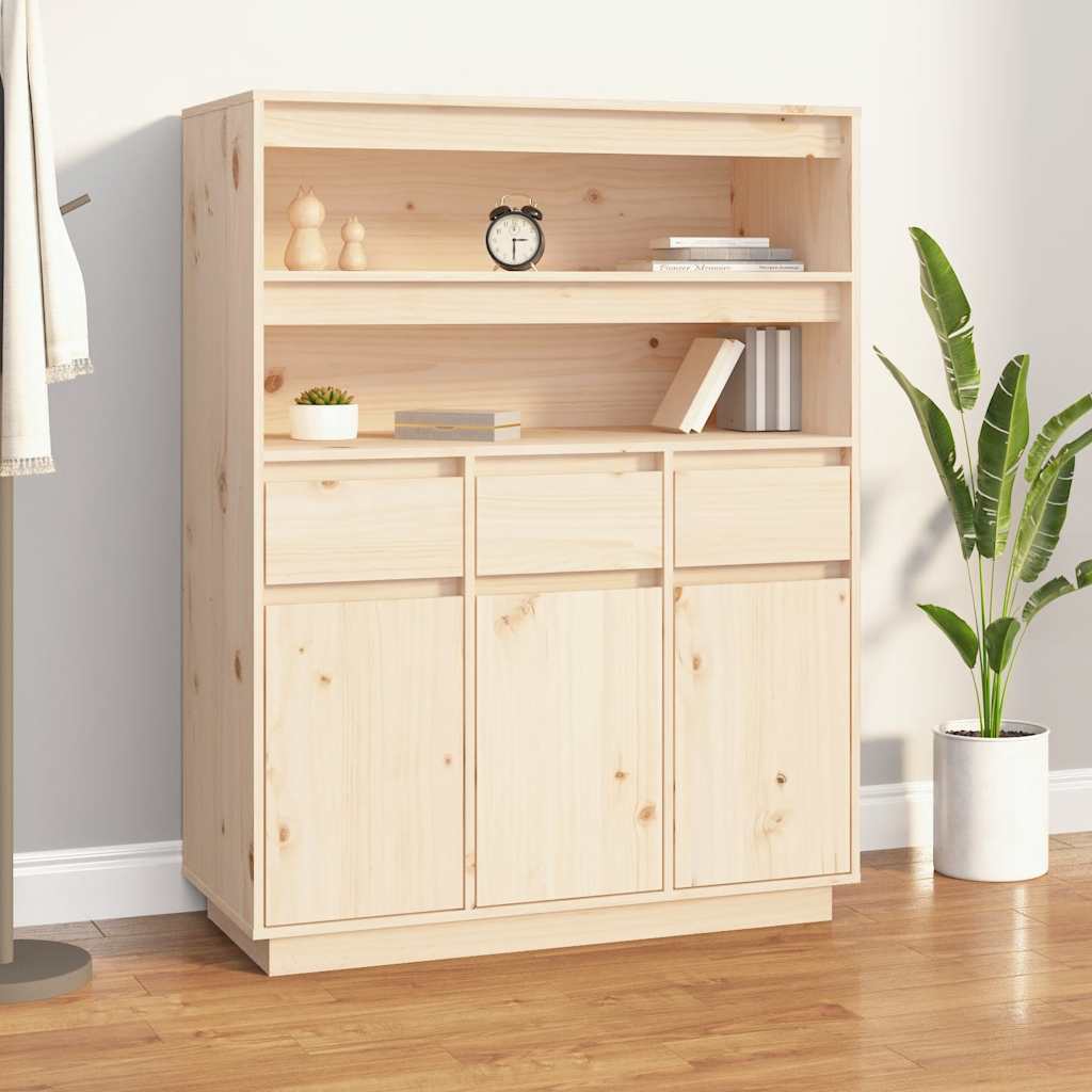 Highboard 89X40X116.5 Cm Solid Wood Pine