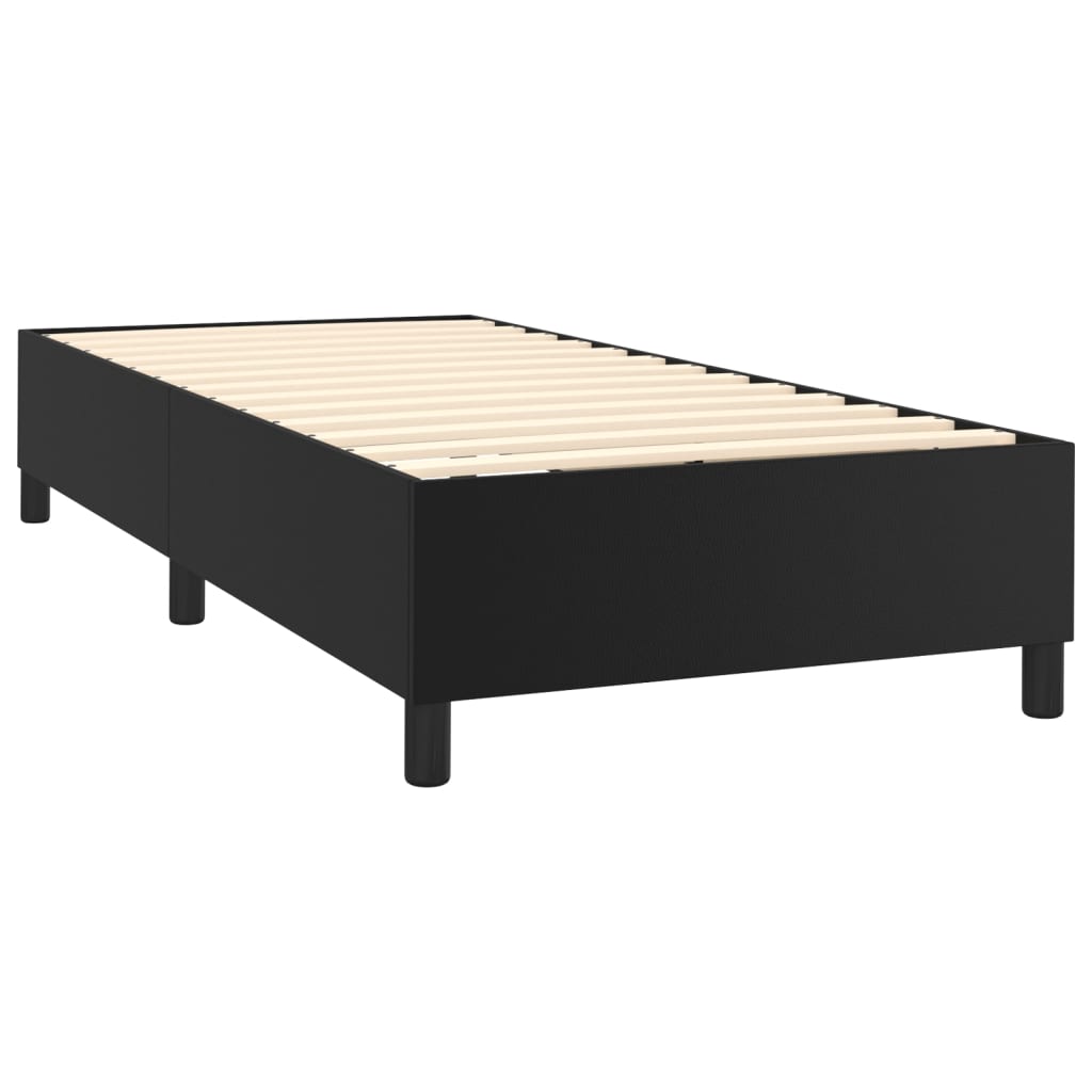 Box Spring Bed With Mattress Black 106X203 Cm Faux Leather