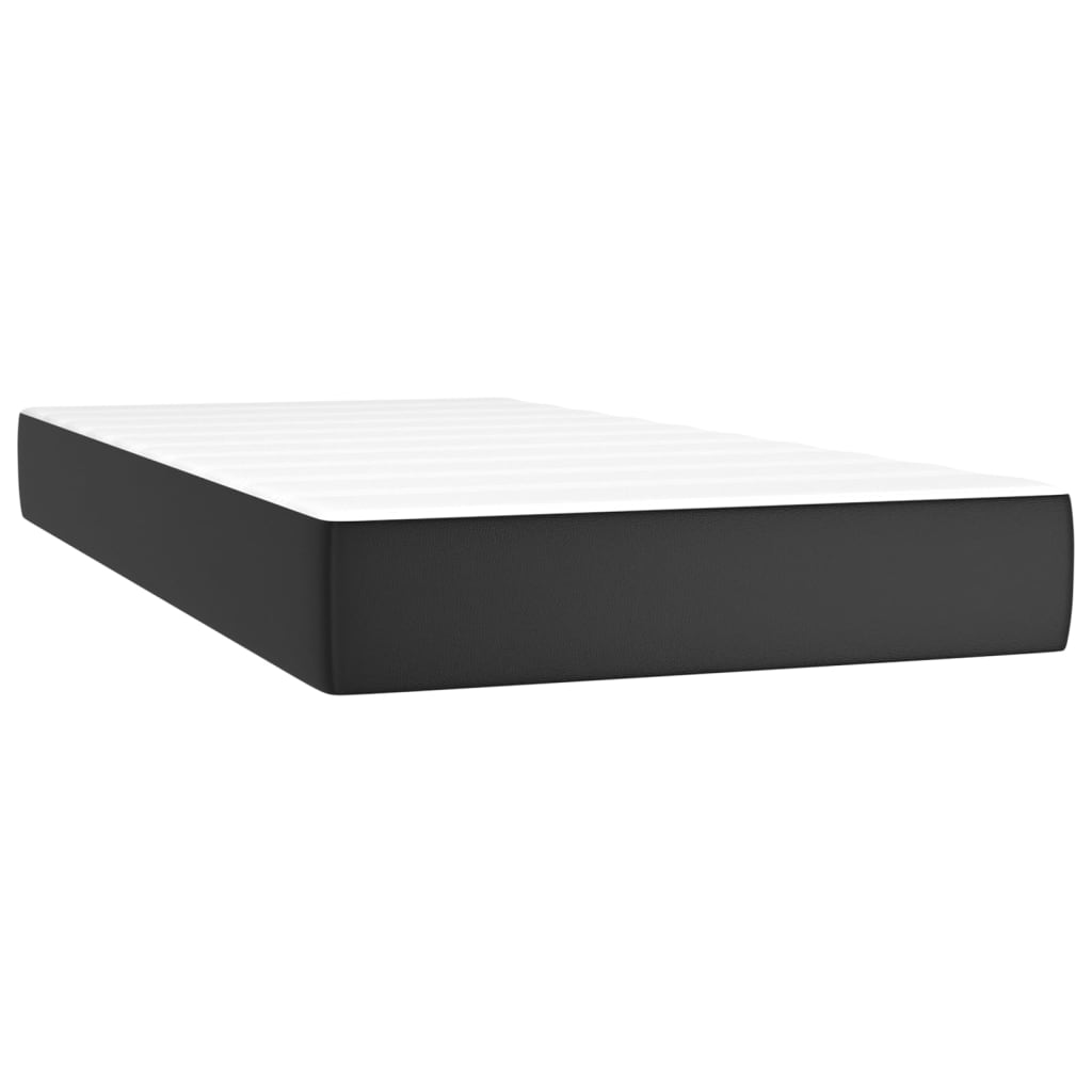 Box Spring Bed With Mattress Black 106X203 Cm Faux Leather