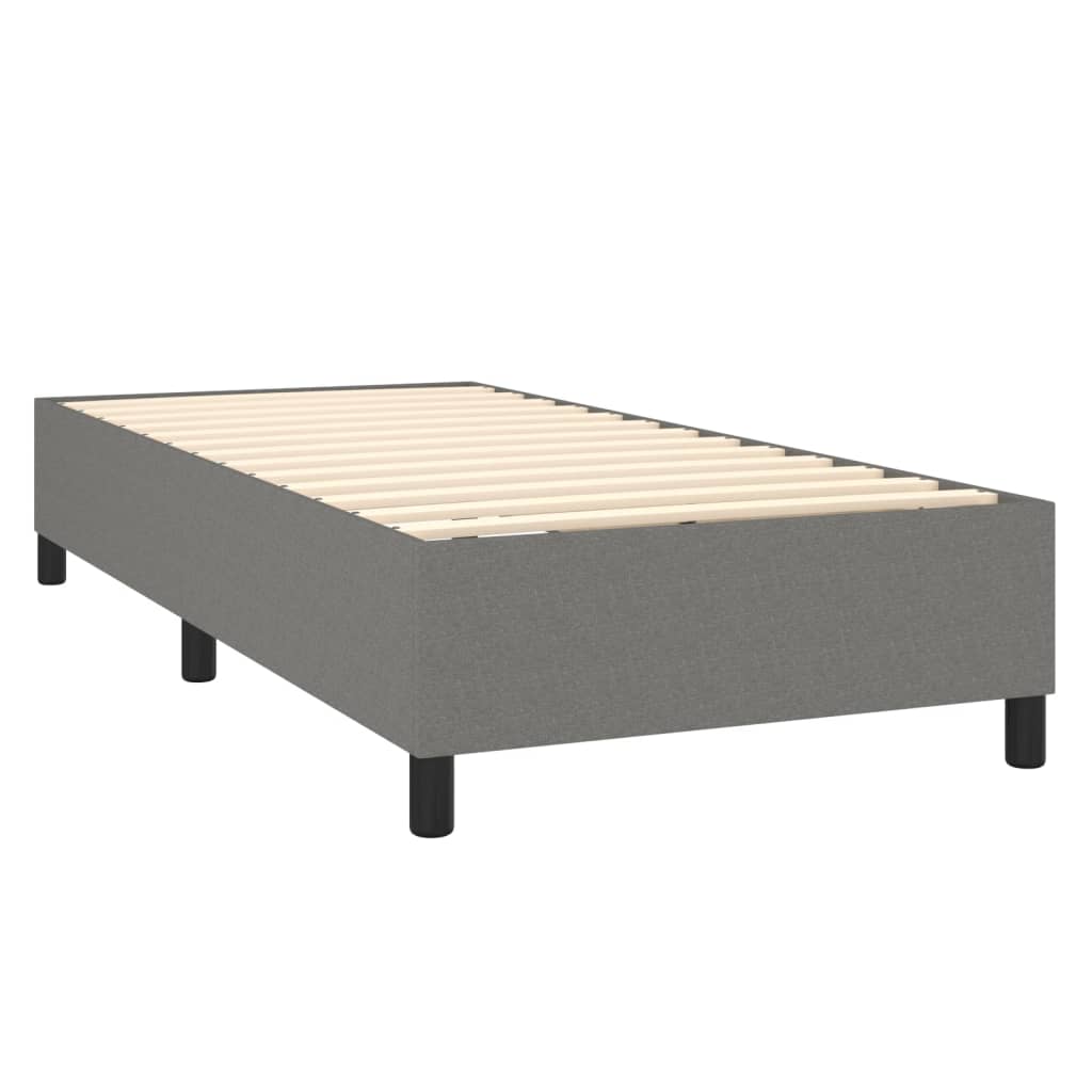 Box Spring Bed With Mattress&Led Dark Grey 106X203 Cm Fabric