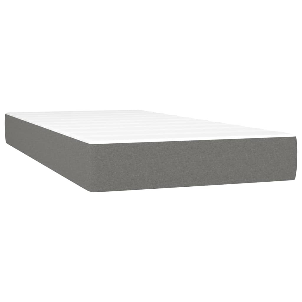 Box Spring Bed With Mattress&Led Dark Grey 106X203 Cm Fabric