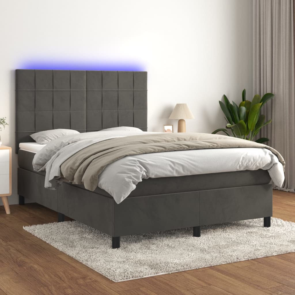 Box Spring Bed With Mattress&Led 106X203 Cm Velvet