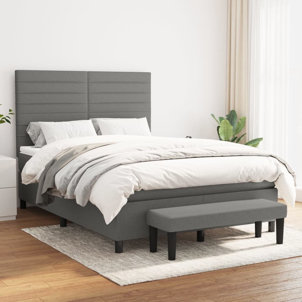 Box Spring Bed With Mattress Dark Grey 106X203 Cm Fabric