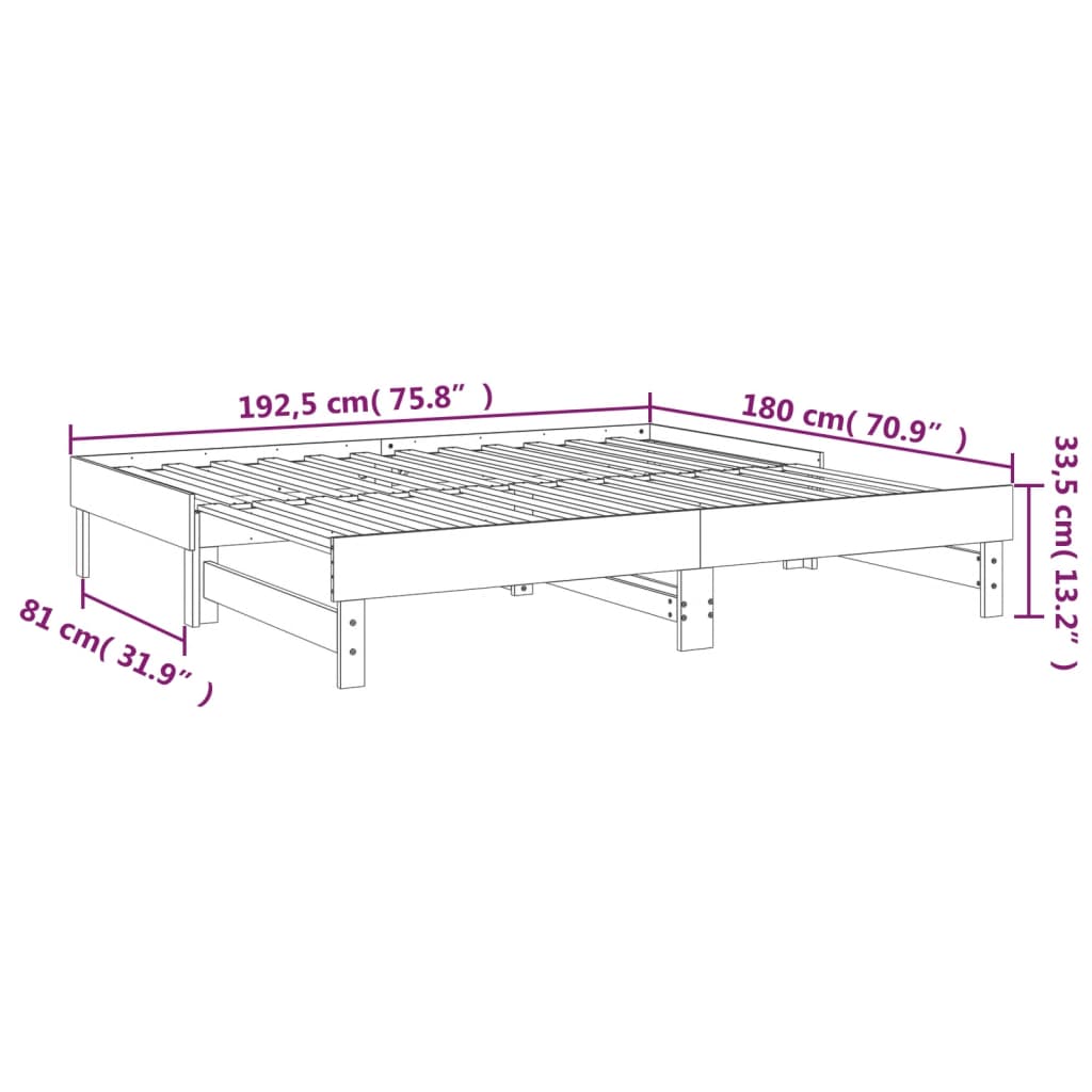 Pull-Out Day Bed Without Mattress 2X(90X190) Cm
