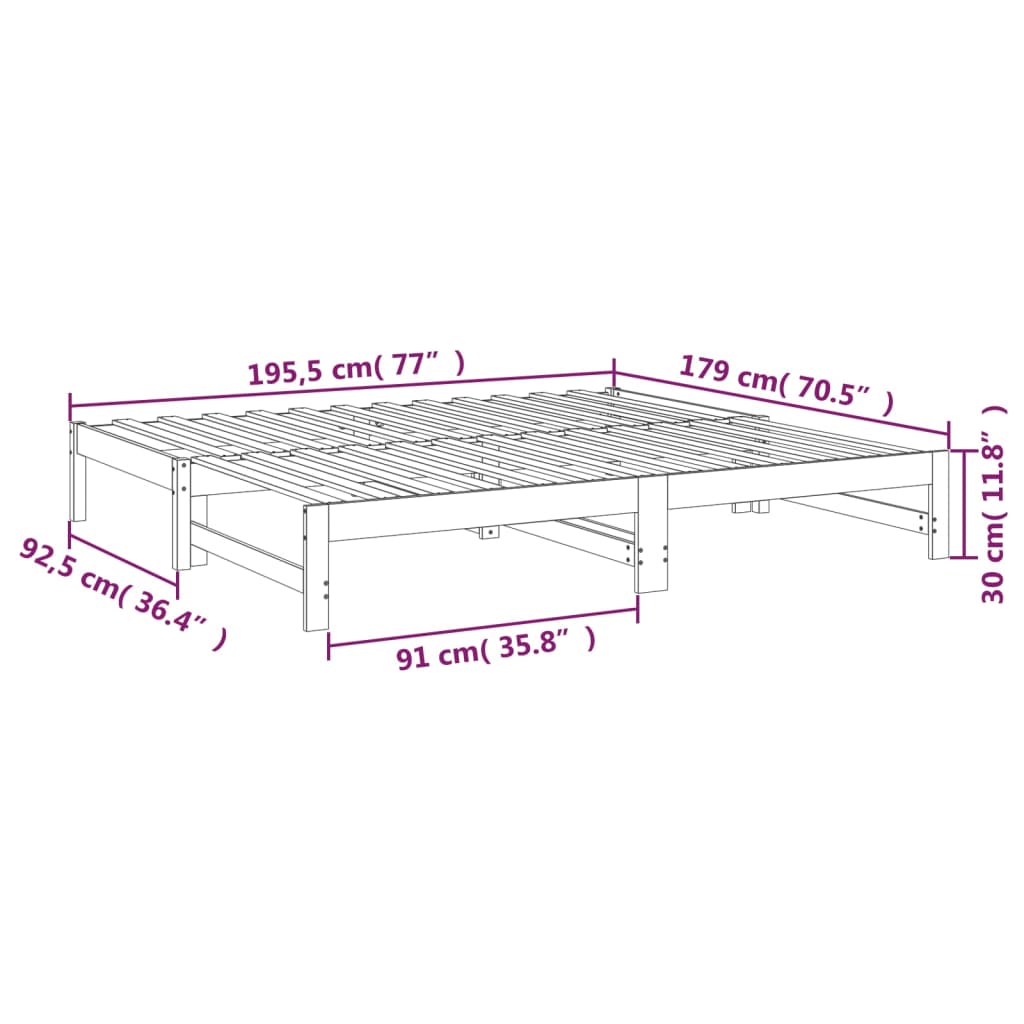 Pull-Out Day Bed Without Mattress 2X(90X190) Cm