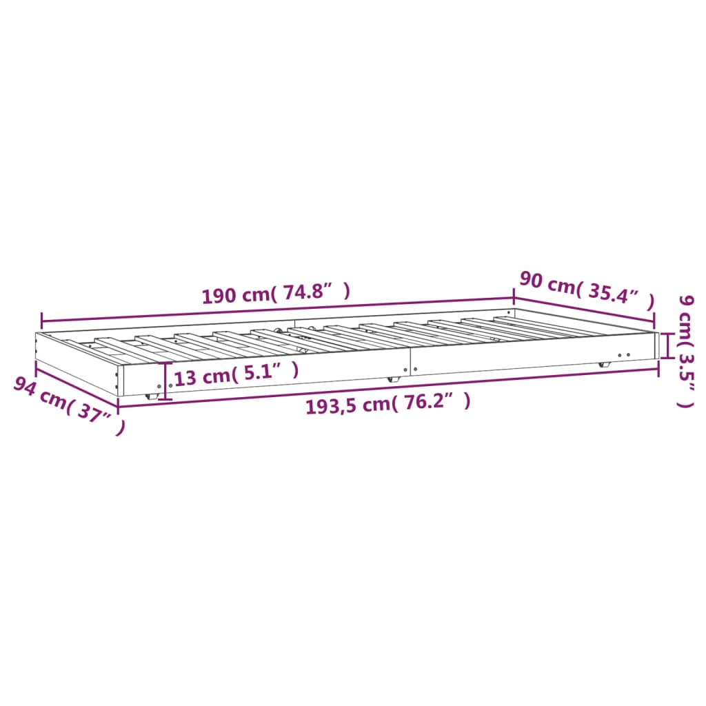 Bed Frame Without Mattress Solid Wood Pine