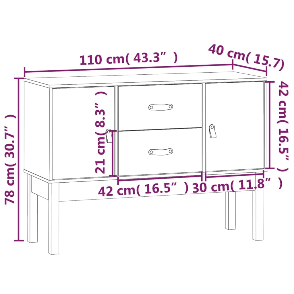 Sideboard 110X40X78 Cm Solid Wood Pine