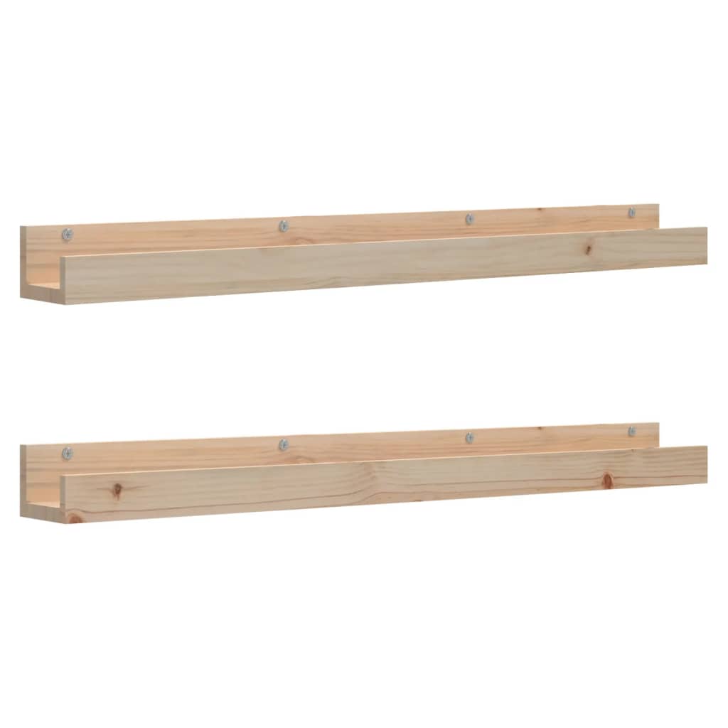 Wall Shelves 2 Pcs Solid Wood Pine