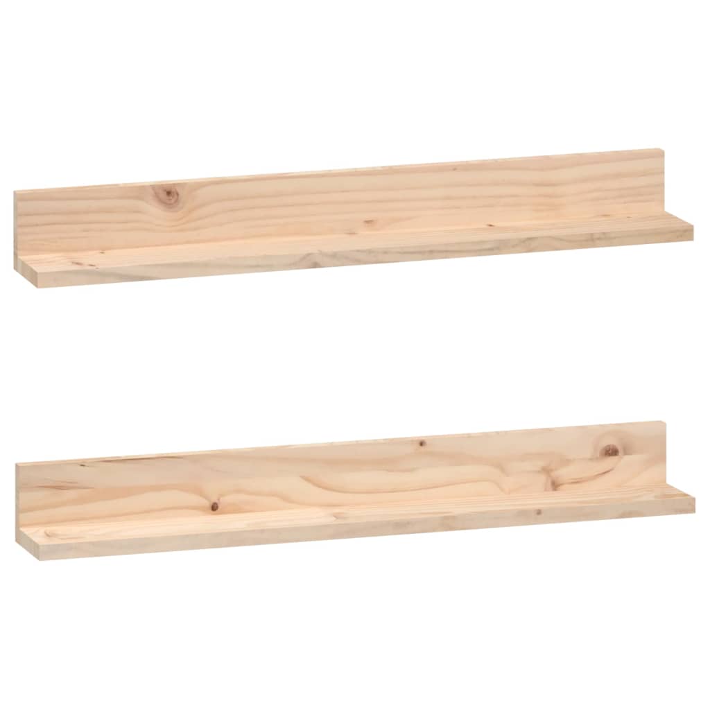 Wall Shelves 2 Pcs Solid Wood Pine