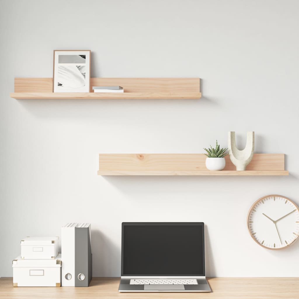 Wall Shelves 2 Pcs Solid Wood Pine