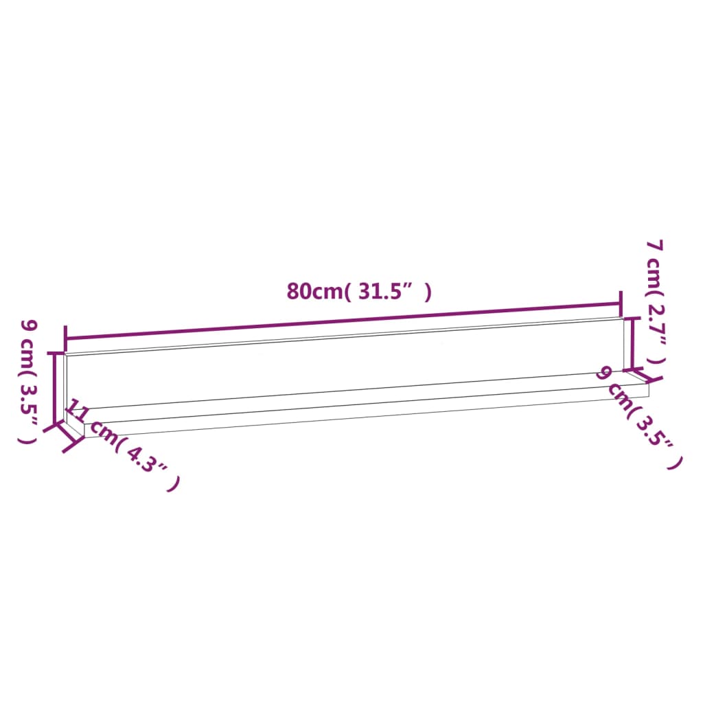 Wall Shelves 2 Pcs Solid Wood Pine