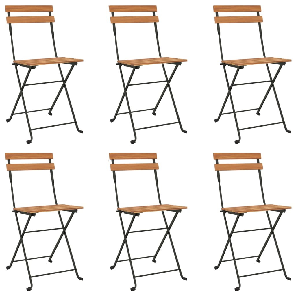 7 Piece Folding Bistro Set Solid Wood Acacia And Steel