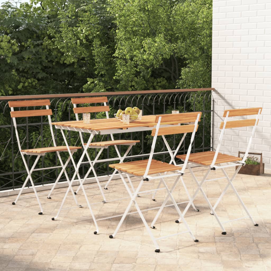 7 Piece Folding Bistro Set Solid Wood Acacia And Steel