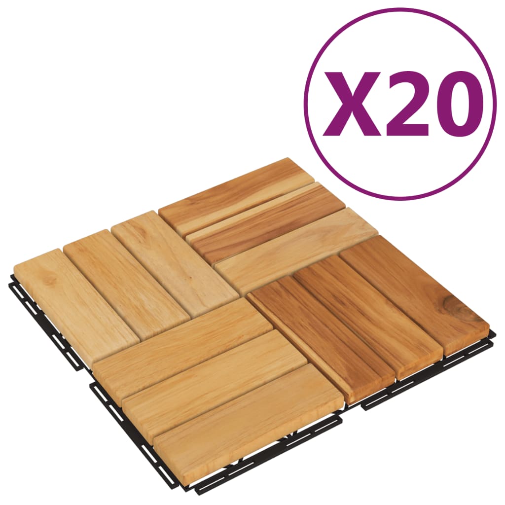 Decking Tiles 20 Pcs 30X30 Cm Solid Wood Teak
