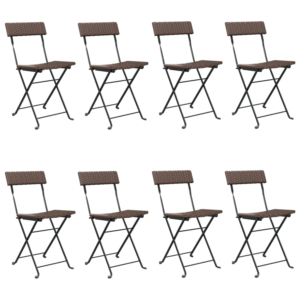 Folding Bistro Chairs 8 Pcs Poly Rattan And Steel