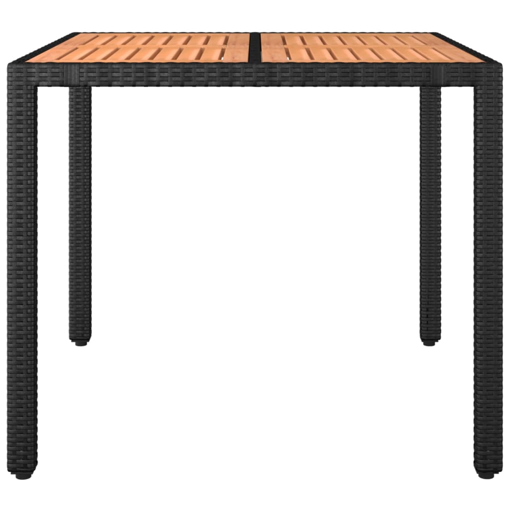 Garden Table With Wooden Top Poly Rattan&Solid Wood Acacia