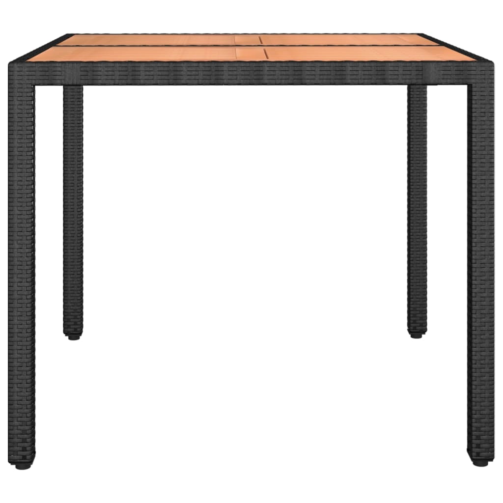 Garden Table With Wooden Top Poly Rattan&Solid Wood Acacia