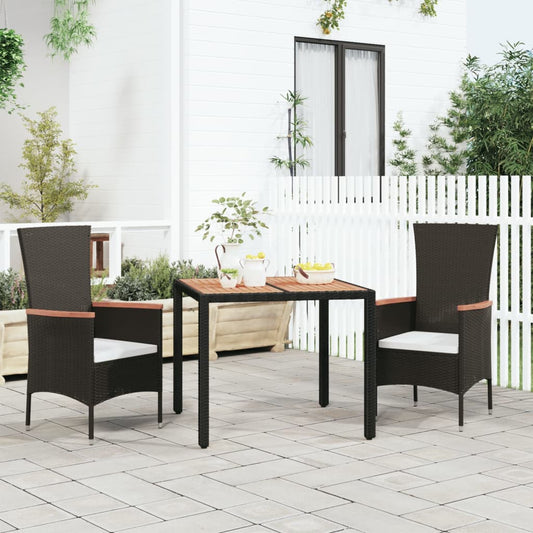 Garden Table With Wooden Top Poly Rattan&Solid Wood Acacia