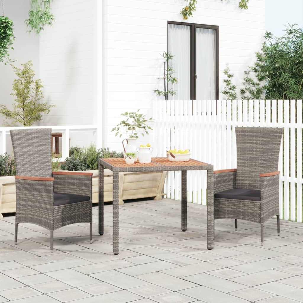 Garden Table With Wooden Top Poly Rattan&Solid Wood Acacia