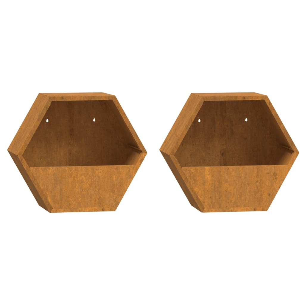 Wall Planters 2 Pcs Rusty Corten Steel