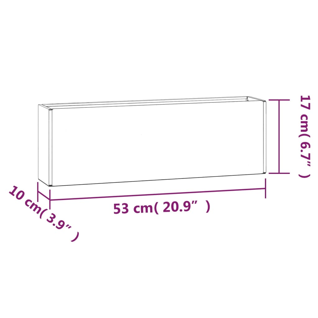 Wall Planters 2 Pcs Rusty Corten Steel 53X10X17 Cm