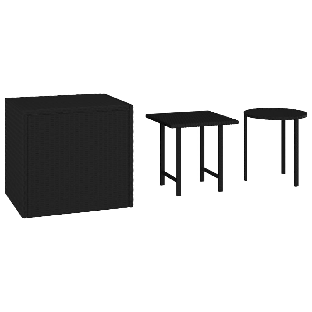 Side Tables 3 Pcs Poly Rattan