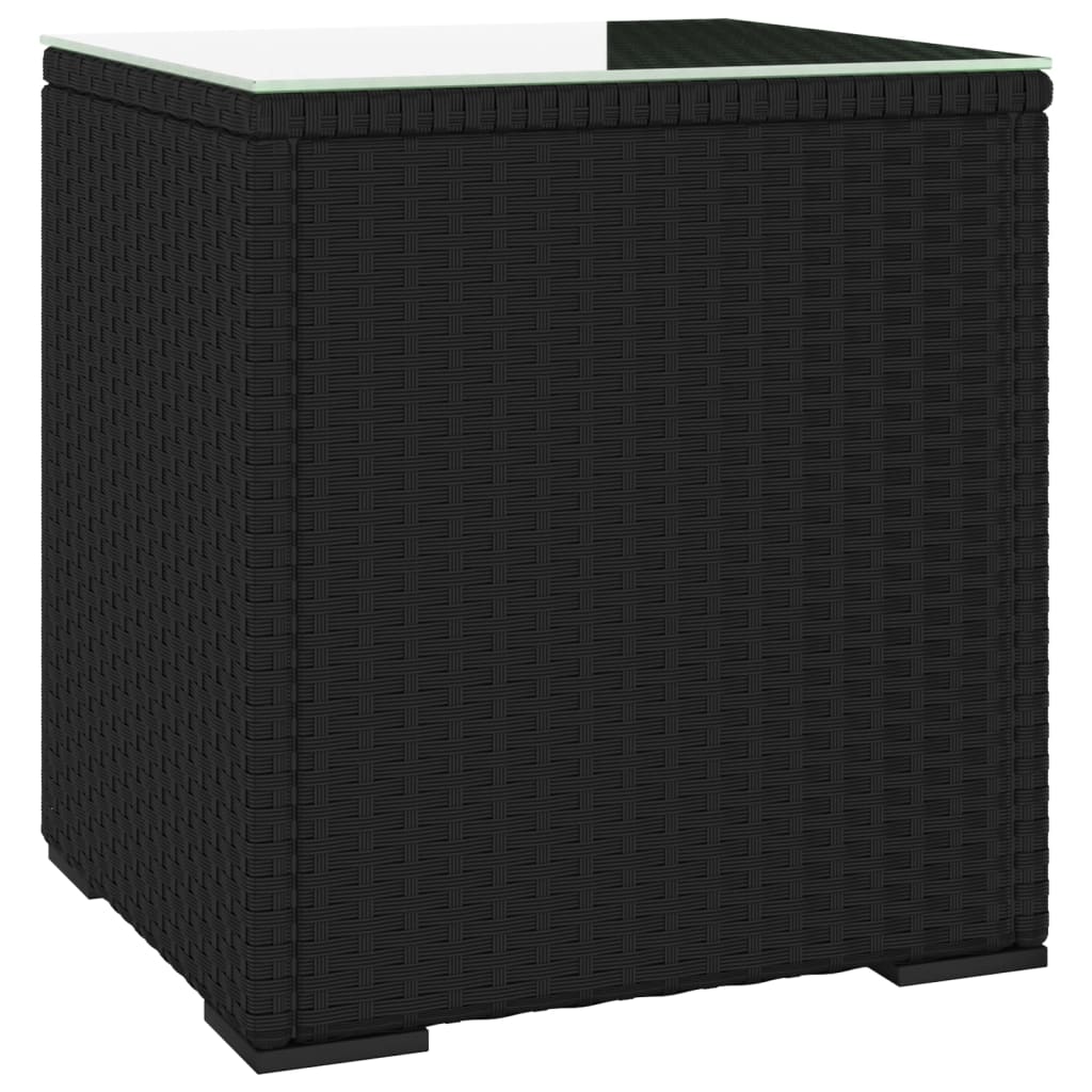 Side Table 40X37X40.5 Cm Poly Rattan And Tempered Glass