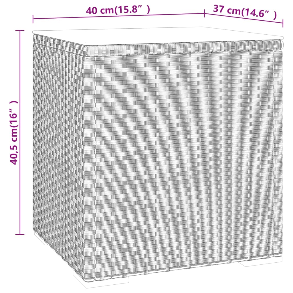Side Table 40X37X40.5 Cm Poly Rattan And Tempered Glass