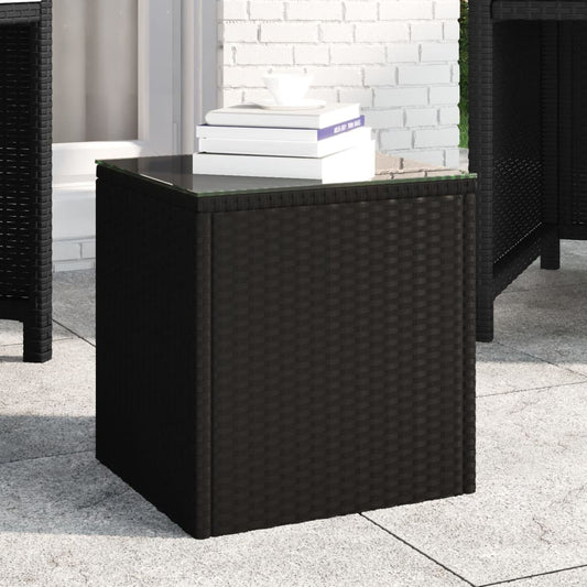 Side Table 40X37X40.5 Cm Poly Rattan And Tempered Glass