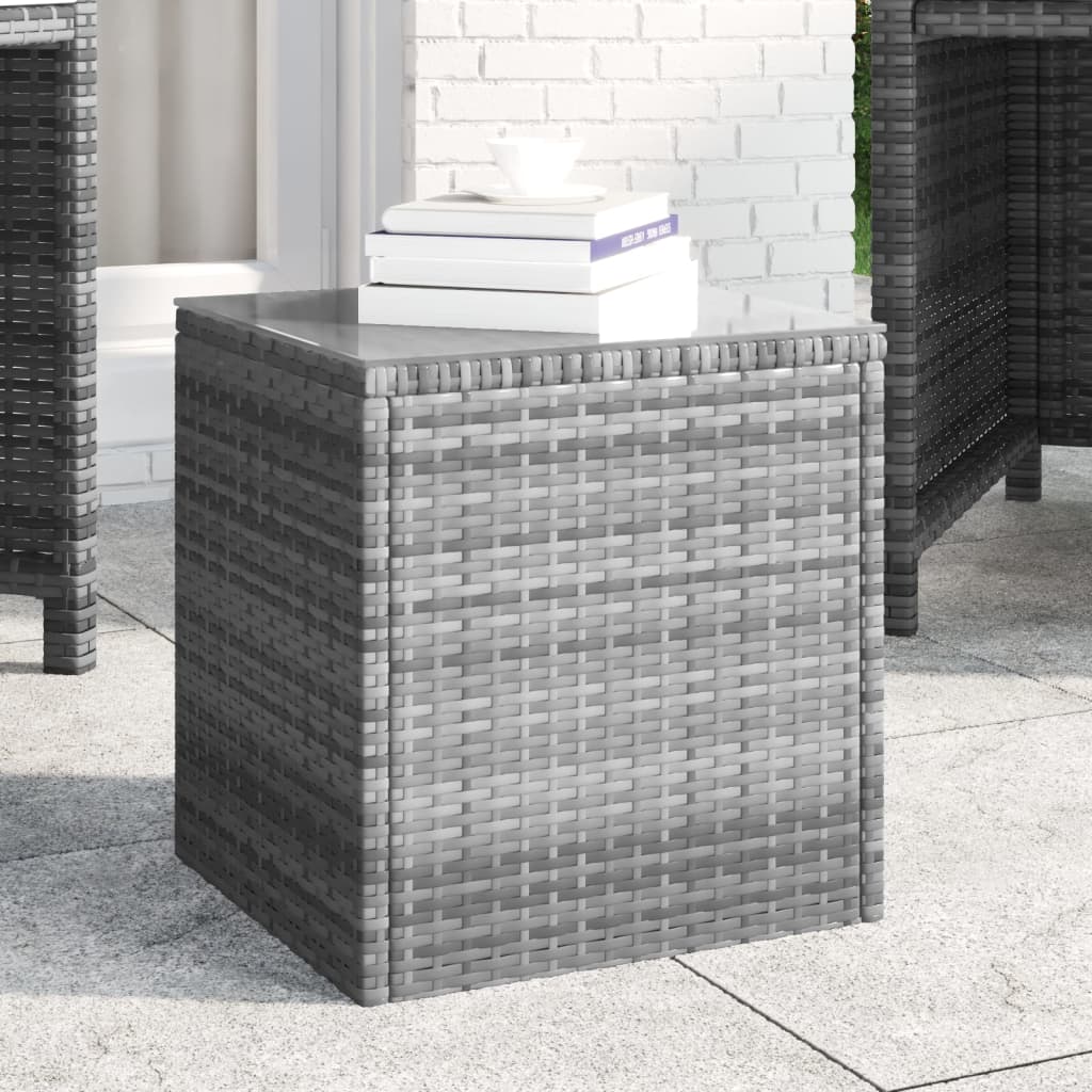 Side Table 40X37X40.5 Cm Poly Rattan And Tempered Glass
