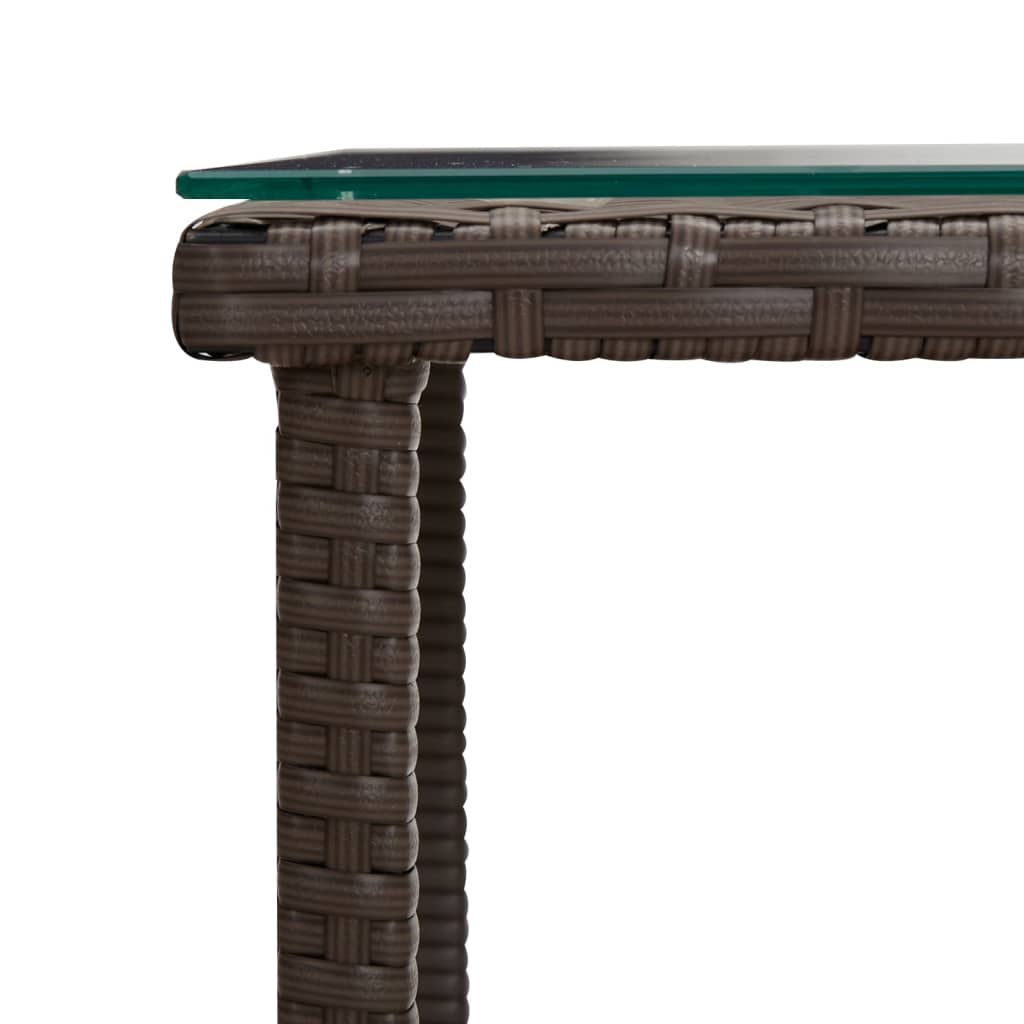 Side Table 45X45X45 Cm Poly Rattan And Tempered Glass