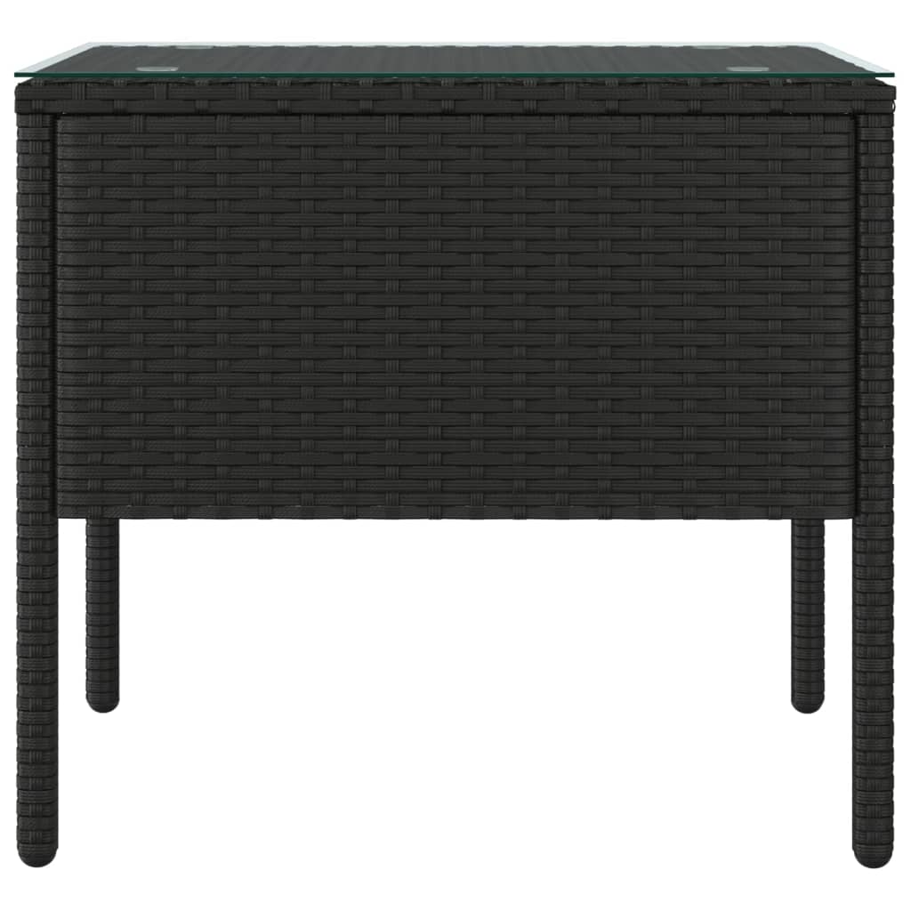 Side Table 53X37X48 Cm Poly Rattan And Tempered Glass